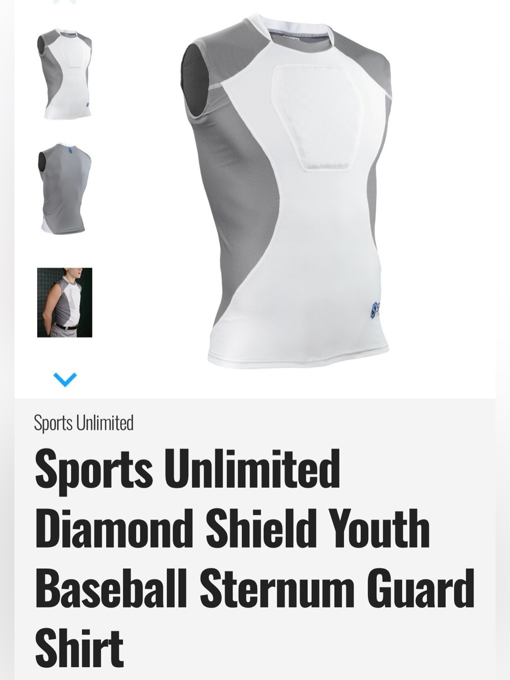 Sports Unlimited Sternum Guard NWT Yourh Medium